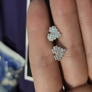 Macy's Heart Cubic Zirconia Silver Plated Stud Earrings